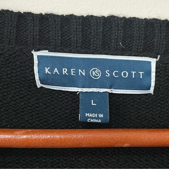 Karen Scott Christmas Tree Holiday Sequin Embroidered Ugly Grandma Large - Picture 7 of 9